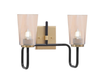 Toltec Lighting - 6222-MBNAB-263 - Two Light Bath Bar - Sandia - Matte Black & New Age Brass