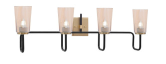 Toltec Lighting - 6224-MBNAB-263 - Four Light Bath Bar - Sandia - Matte Black & New Age Brass
