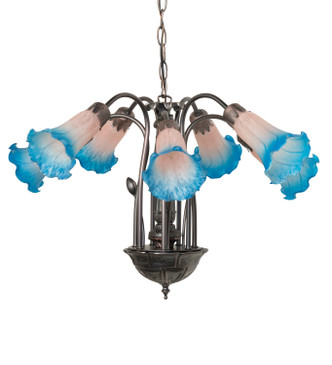 Pink/Blue Seven Light Chandelier (11687)