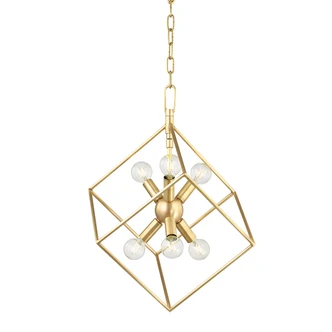 Hudson Valley - 1215-AGB - Six Light Pendant - Roundout - Aged Brass