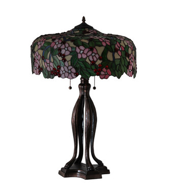 Tiffany Cherry Blossom Three Light Table Lamp (126749)