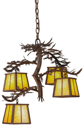 Meyda Tiffany - 147619 - Four Light Chandelier - Pine Branch - Caf Noir
