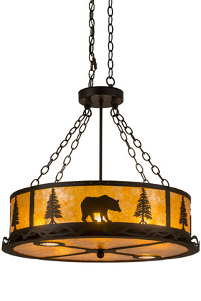 Meyda Tiffany - 186296 - Eight Light Inverted Pendant - Wildlife at Dusk - Textured Black