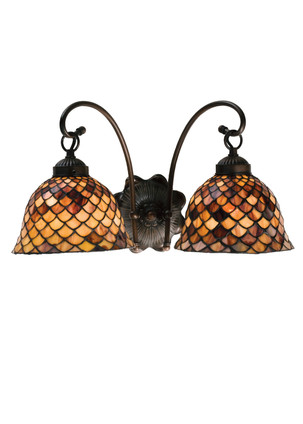 Meyda Tiffany - 18632 - Two Light Wall Sconce - FISHSCALE - Antique