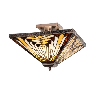 Meyda Tiffany - 13382 - Two Light Flush Mount - Nuevo Mission - Mahogany Bronze