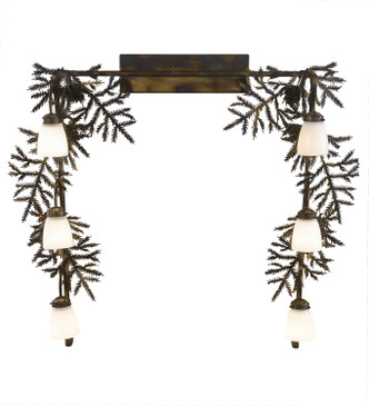 Meyda Tiffany - 197109 - Six Light Vanity - Pine Branch - Dark Burnished Antique Copper