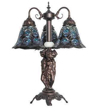 Tiffany Peacock Feather Three Light Table Lamp (245482) Tiffany Peacock Feather Three Light Table Lamp (245482)