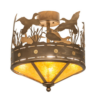 Meyda Tiffany - 246225 - Four Light Flushmount - Ducks in Flight - Antique Copper