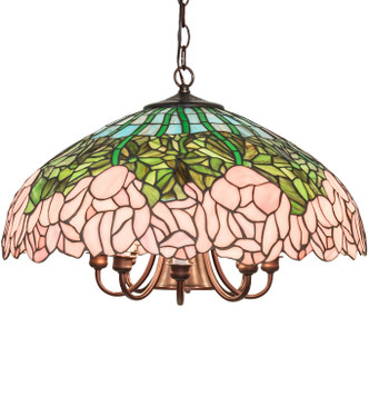 Meyda Tiffany - 246607 - Nine Light Pendant - Tiffany Cabbage Rose - Mahogany Bronze
