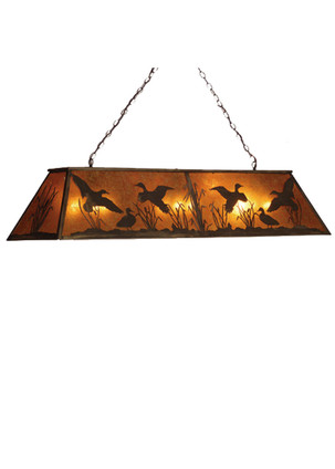 Meyda Tiffany - 81741 - Nine Light Oblong Pendant - Ducks in Flight - Antique Copper