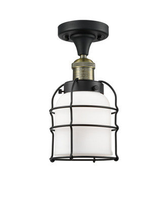 manufacturer_finish:Black Antique Brass|manufacturer_glass:Matte White Cased Small Bell Cage|light_output:220.00lm|color_temperature:2200K|cri:99