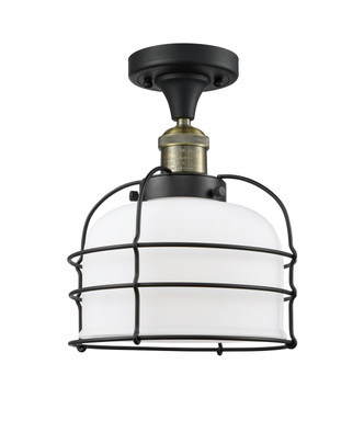 manufacturer_finish:Black Antique Brass|manufacturer_glass:Matte White Cased Large Bell Cage|light_output:220.00lm|color_temperature:2200K|cri:99