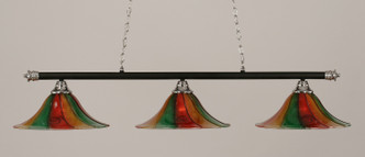 Toltec Lighting - 373-CHMB-767 - Three Light Billiard Bar - Oxford - Chrome/Matte Black