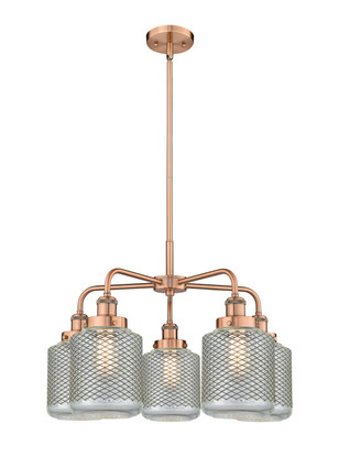 Innovations - 916-5CR-AC-G262 - Five Light Chandelier - Downtown Urban - Antique Copper