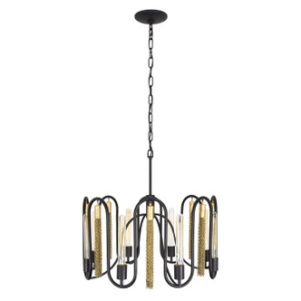 Varaluz - 354P08MBAG - Eight Light Pendant - Darden - Matte Black/Antique Gold