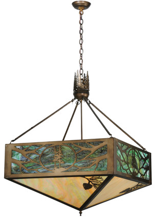 Meyda Tiffany - 114497 - Four Light Inverted Pendant - Balsam Pine - Antique Copper