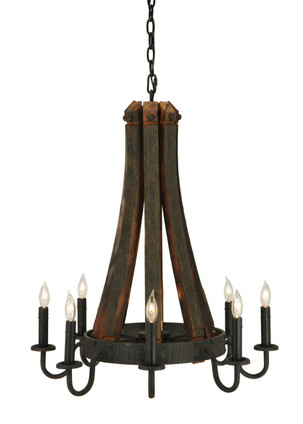 Meyda Tiffany - 133684 - Eight Light Chandelier - Barrel Stave - Coffee Bean