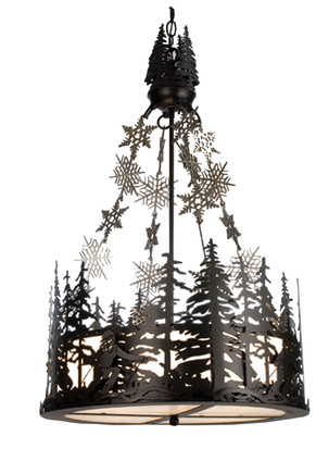 Meyda Tiffany - 15434 - Four Light Inverted Pendant - Alpine - Textured Black & Steel