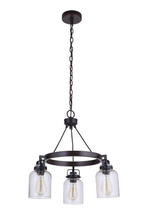 Craftmade - 53623-FBDT - Three Light Chandelier - Foxwood - Flat Black / Dark Teak