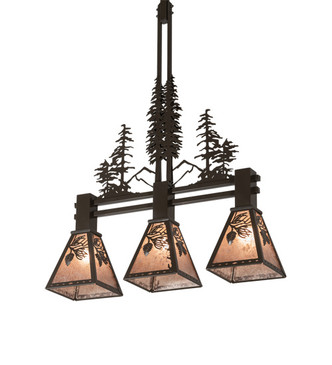 Meyda Tiffany - 217007 - Three Light Island Pendant - Winter Pine - Timeless Bronze