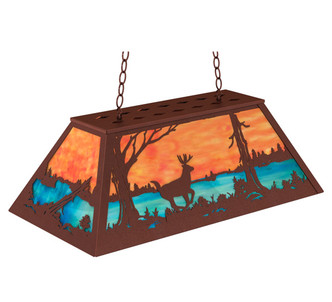 Meyda Tiffany - 233888 - Six Light Pendant - Deer at Lake - Rust