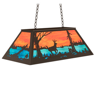 Meyda Tiffany - 233909 - Six Light Pendant - Deer at Lake - Timeless Bronze