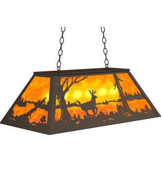Meyda Tiffany - 233927 - Six Light Pendant - Deer at Lake - Oil Rubbed Bronze