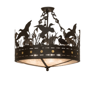 Meyda Tiffany - 252143 - Four Light Semi-Flushmount - Ducks in Flight - Oil Rubbed Bronze