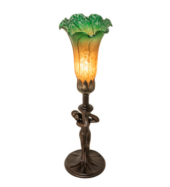 Meyda Tiffany - 253516 - One Light Mini Lamp - Amber/Green - Mahogany Bronze
