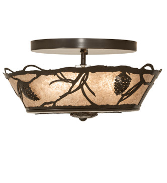 Meyda Tiffany - 258940 - Three Light Flushmount - Whispering Pines - Timeless Bronze
