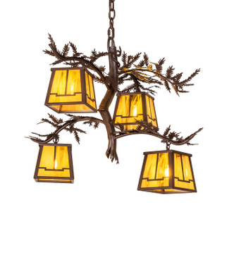 Meyda Tiffany - 259449 - Four Light Chandelier - Pine Branch - Cafe Noir