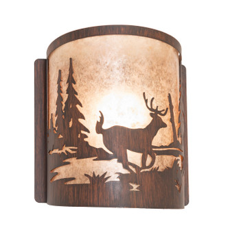 Meyda Tiffany - 281097 - One Light Wall Sconce - Deer at Lake - Driftwood Brown