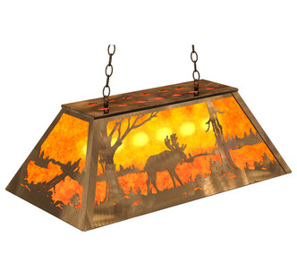 Moose At Lake Six Light Pendant in Antique Copper (57-30330)