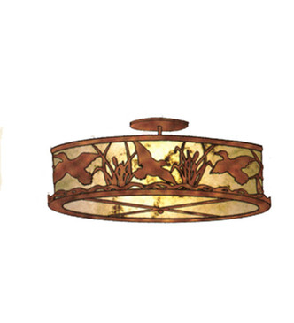 Meyda Tiffany - 51500 - Four Light Flushmount - Ducks in Flight - Antique Copper
