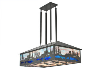 Meyda Tiffany - 98675 - Eight Light Oblong Pendant - Moose at Lake - Timeless Bronze