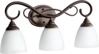 Quorum - 5108-3-86 - Three Light Vanity - Powell - Oiled Bronze w/ Satin Opal Quorum - 5108-3-86 - Three Light Vanity - Powell - Oiled Bronze w/ Satin Opal