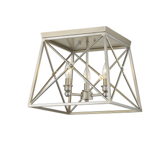 Trestle Three Light Flush Mount in Antique Silver (224-447F14-AS)