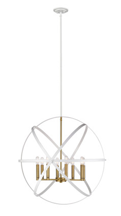 Z-Lite - 463-30HWH-OBR - Eight Light Chandelier - Cavallo - Hammered White + Olde Brass