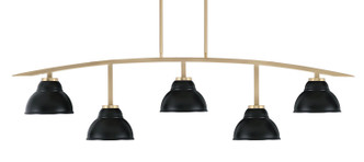 Toltec Lighting - 3745-NAB-427-MB - Five Light Billiard/Island - Kurve - New Age Brass