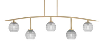 Toltec Lighting - 3745-NAB-5110 - Five Light Billiard/Island - Kurve - New Age Brass