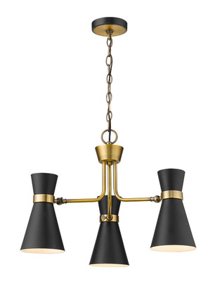 Z-Lite - 728-3MB-HBR - Three Light Chandelier - Soriano - Matte Black + Heritage Brass
