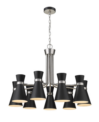 Z-Lite - 728-9MB-BN - Nine Light Chandelier - Soriano - Matte Black + Brushed Nickel