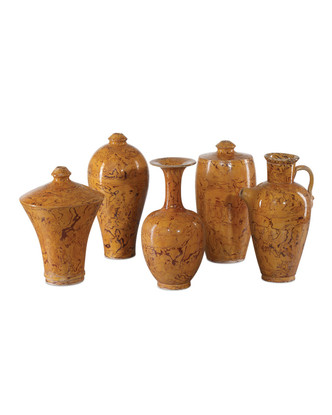 Currey and Company - 1200-0875 - Vase Set of 5 - Romulus Vase Set of 5 - Yellow/Brown