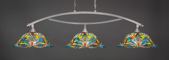Toltec Lighting - 873-BN-990 - Three Light Billiard Bar - Bow - Brushed Nickel