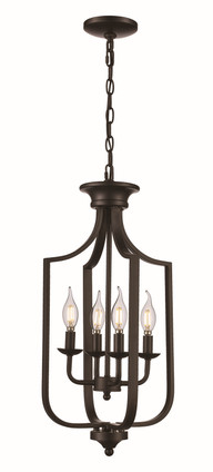 Trans Globe Imports - 11214 MB - Four Light Pendant - Matte Black