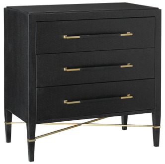 Currey and Company - 3000-0065 - Chest - Verona Collection - Black Lacquered Linen/Champagne