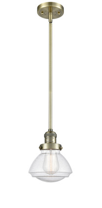 manufacturer_finish:Antique Brass|manufacturer_glass:Seedy Olean|light_output:245.00lm|color_temperature:2100K|cri:98
