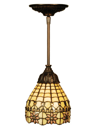 Meyda Tiffany - 69629 - One Light Mini Pendant - Victorian Flourish - Mahogany Bronze
