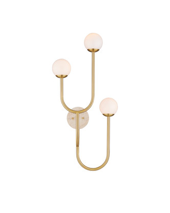 Currey and Company - 5000-0257 - Three Light Wall Sconce - Highsmith Collection - Brass/Natural/White