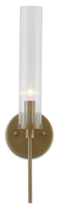 Currey and Company - 5800-0004 - One Light Wall Sconce - Bellings Collection - Antique Brass/Clear